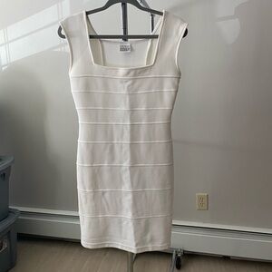 Moda Luxe Ivory Square-Neck Mini Bandage Dress